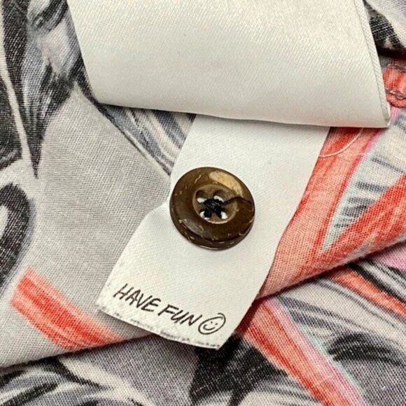 HURLEY Hawiian Button-Up Shirt Men's XXL Gray Floral Lightweight Casual Beach - Picture 4 of 10